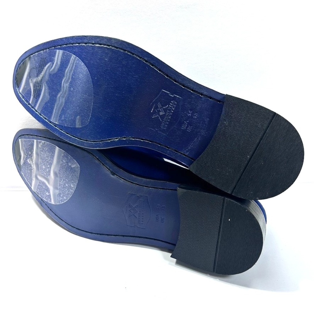 Anthony Veer Craig Velvet Loafer Leather Sole Men's Shoes Wedding Navy US14D - Picture 8 of 9